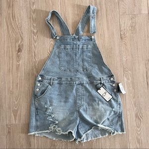 Distressed overalls